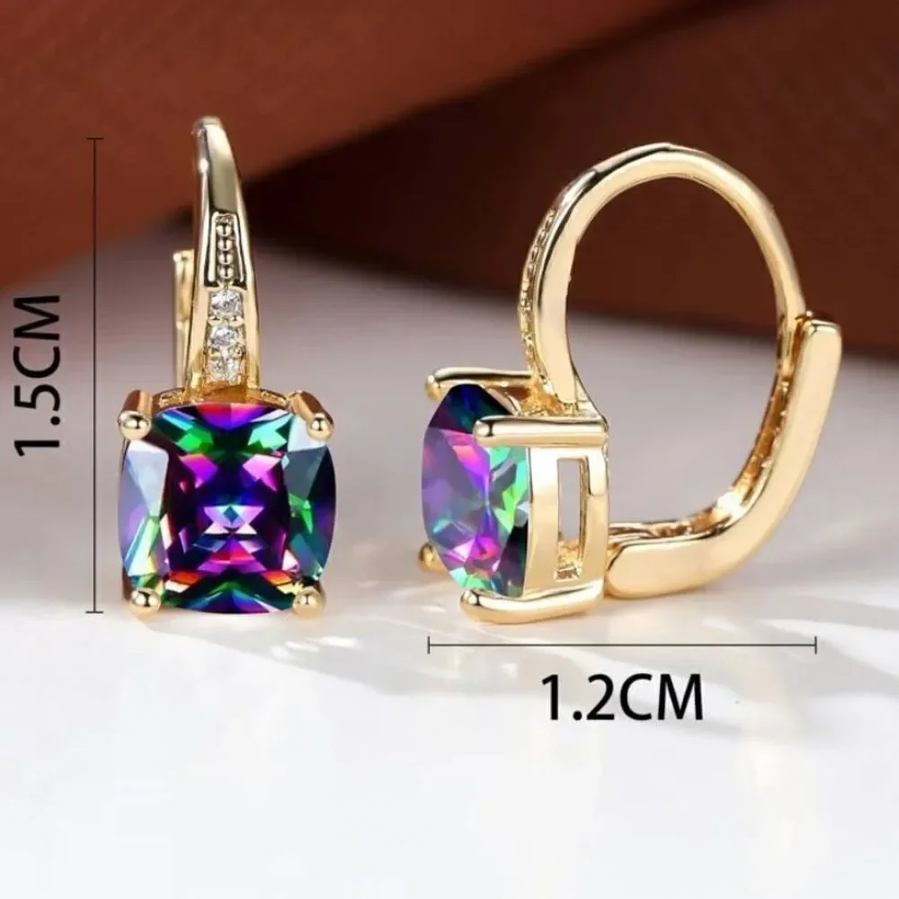 ✨✨🆕✨ Elegant Plated Purple Iridescent Simulated Gem Drop Earrings✨